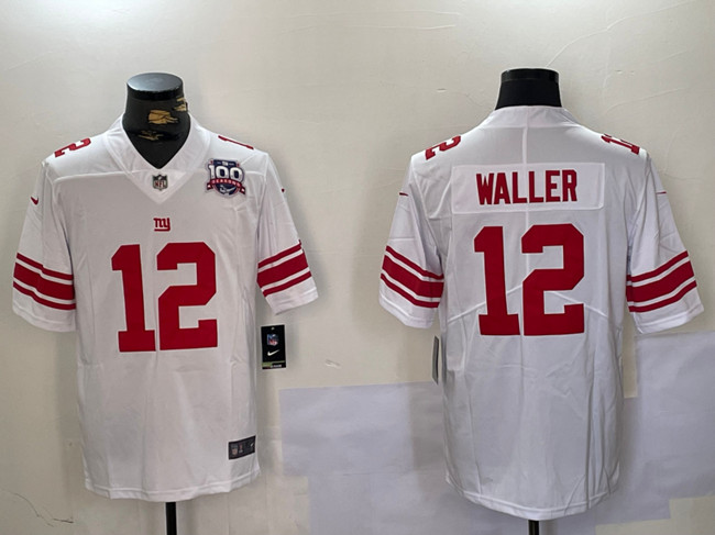Men's New York Giants #12 Darren Waller White With 100TH Season Patch Vapor Untouchable Limited Stitched Jersey Men's New York Giants #12 Darren Waller White With 100TH Season Patch Vapor Untouchable Limited Stitched Jersey